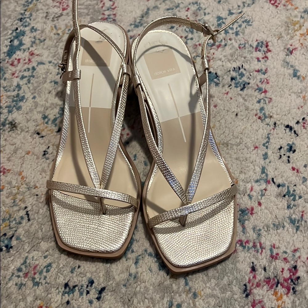 Dolce Vita Silver Sandals with Modern Minimalist Design